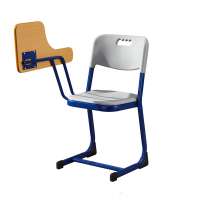 Fashion school furniture steel sketching chair with writing board plastic chair metal legs